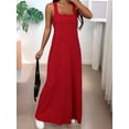 thumbnail image 4 of Women'S Two-Piece Sleeveless Square Neck Tank Maxi Dress with Built-in Crop Top Red XL, 4 of 9