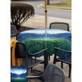 thumbnail image 5 of Outdoor Tablecloth with Umbrella Hole for Patio/Picnic/Party/Camping, Football Stadium Waterproof Table Cloth Square Cover Washable, Blue Green Sport Modern Art (60"x 60"), 5 of 9