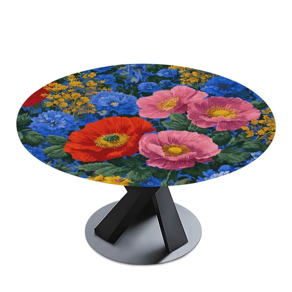 Round Premium Polyester Tablecloth Round Table Cloth Cover For Kitchen And Dining Room Vibrant Florals