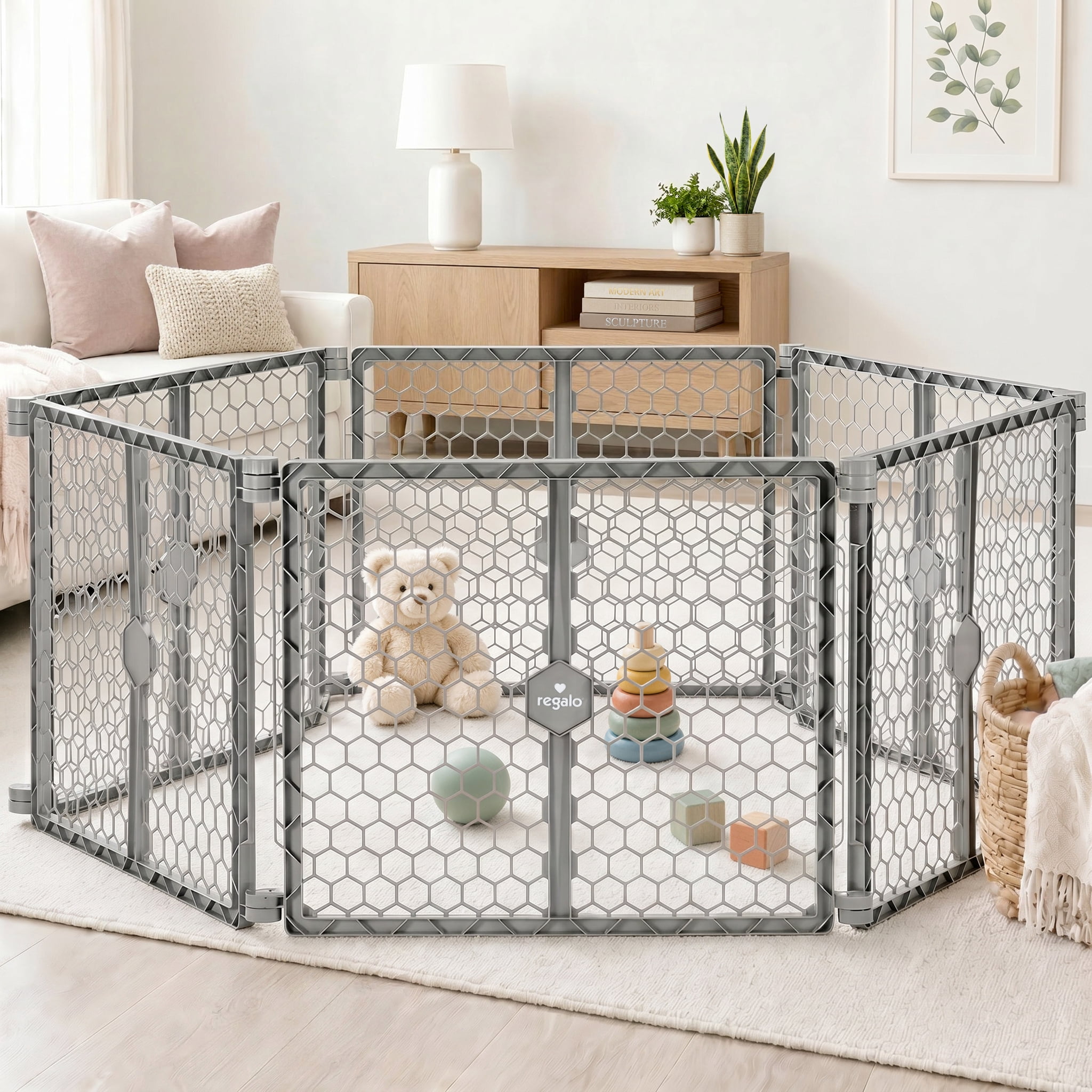 Regalo 2-in-1 Super Wide Baby Gate & Play Yard, 192”, Ages 6–24 Months