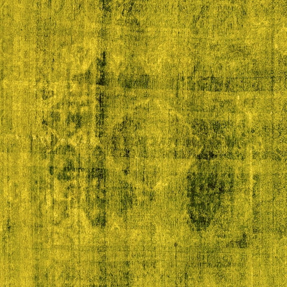 Ahgly Company Indoor Square Abstract Yellow Modern Area Rugs, 8' Square