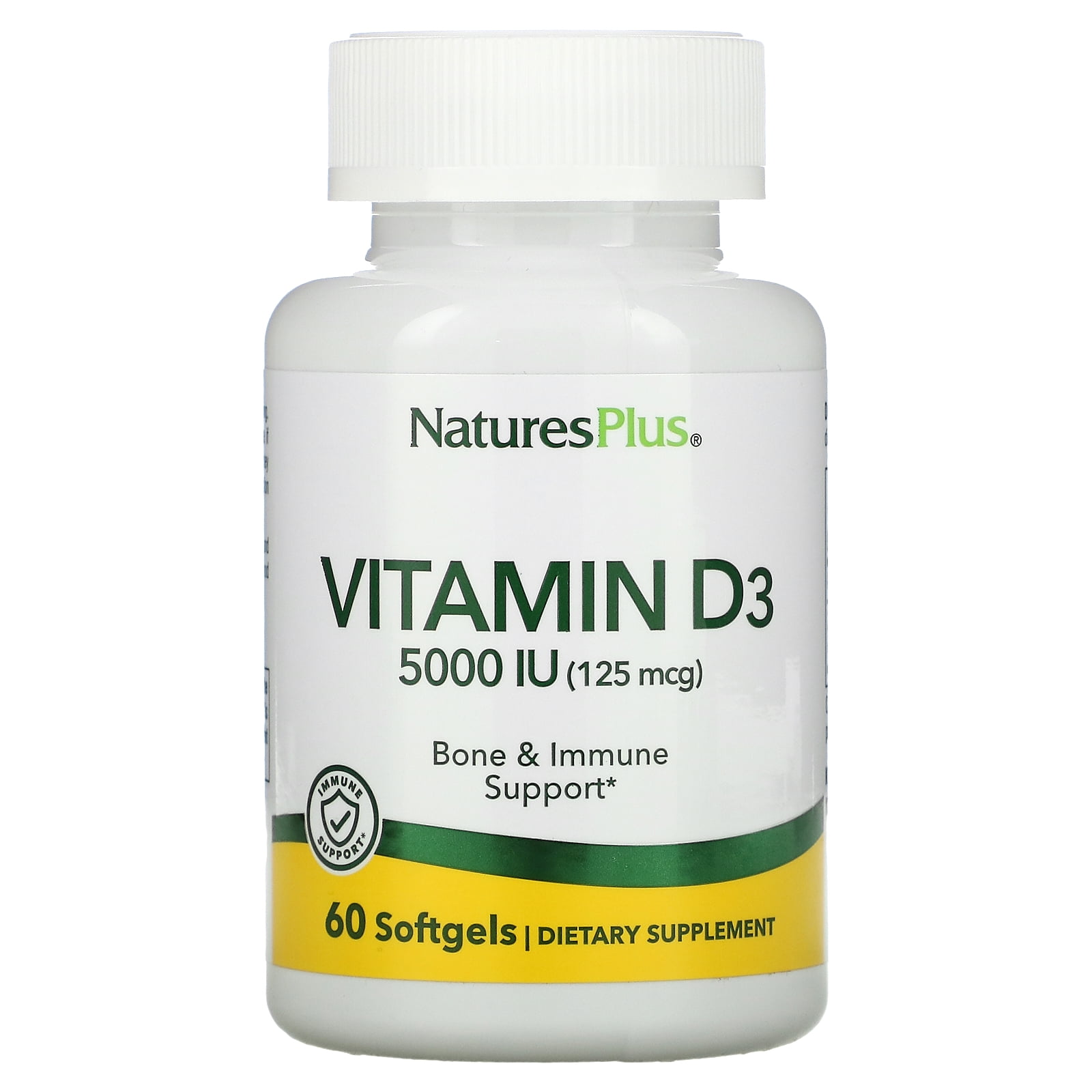 Nature's Plus Vitamin D3, 125 mcg (5,000 IU), 60 Softgels