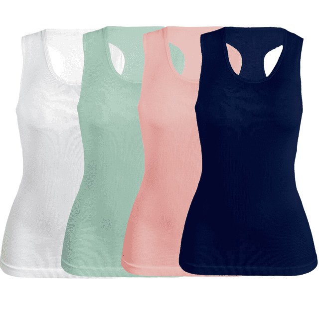 SET DE 4 BLUSAS CAMISETA PARA DAMA SURTIDO EN COLOR SIN MANGAS