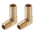 thumbnail image 1 of Accesorios de manguera de latón 1/2" 1/4"NPT unión en ángulo de 90 grados para aire, agua, aceite, gas, combustible 2 piezas tono dorado, 1 of 6