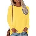 thumbnail image 2 of felwors Womens Crewneck Long Raglan Sleeve Sweatshirt Relaxed Fit Pullover Tops Yellow, M, 2 of 5