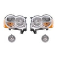 thumbnail image 2 of Brock Replacement Driver and Passenger Side Halogen Combination Headlight Assemblies and Fog Light Assemblies 4 Piece Set Compatible with 2008-2010 Grand Cherokee, 2 of 9