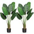 thumbnail image 1 of Yeshouse paquete de 2 plantas artificiales de hojas de plátano con maceta, 122 cm, ideales para decoración de interiores, sala de estar, hogar y oficina, 1 of 8