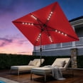 thumbnail image 1 of Memoryfield 10' x 6.5' Solar Rectangular Patio Umbrella with LED Lights, Outdoor Market Umbrella, 6-Rib Table Umbrella for Garden, Deck & Lawn, Red, 1 of 8