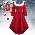 thumbnail image 5 of KANG Cozy Christmas Princess Dress | Girls' Long Sleeve Red Plush Dress with Buttons | Festive Holiday Party & Pageant OutfitRedL, 5 of 5