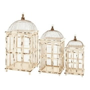 Metal Bird Cage Bright White Finish - Set Of 3