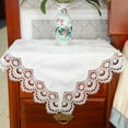thumbnail image 2 of White Lace Embroidered Soft Tablecloth Nightstand Scarves Wedding Banquet Home Decoration,Square, 2 of 9