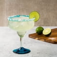thumbnail image 4 of 10 Strawberry Street Aqua Rim Margarita Handblown Mexican Glass, Set of 6, 4 of 4