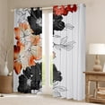 thumbnail image 2 of Manfei Retro Flower Curtains Pack of 2 (42x84 Each),Modern Aesthetic Art Curtains Blackout,Orange Black White Bedroom Curtains For Men Women,Luxury Bedroom Decor, 2 of 6