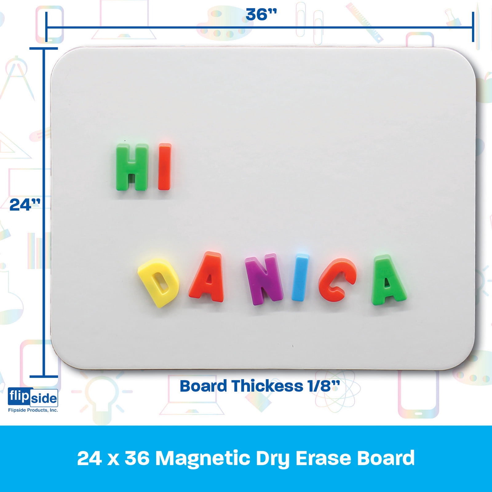 Flipside Products Magnetic Dry Erase Board, 24" x 36"