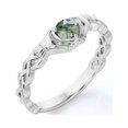 thumbnail image 4 of JeenMata Solitaire Claddagh - 1 Carat Round Brilliant Cut Clear Druzy Moss Green Agate - Braided Engagement Ring - 18K White Gold Plating over Silver, 4 of 7