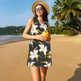 thumbnail image 3 of Sikiie Lilies Flowers Print Women's Sleeveless Dress with Pockets Round Neck Sundress, Suitable for Daily, Office, Vacation Summer Wear, 3 of 7