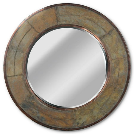 Natural Slate Water Wall - Keene Natural Slate Frame Wall Mirror - 32 diam.in.