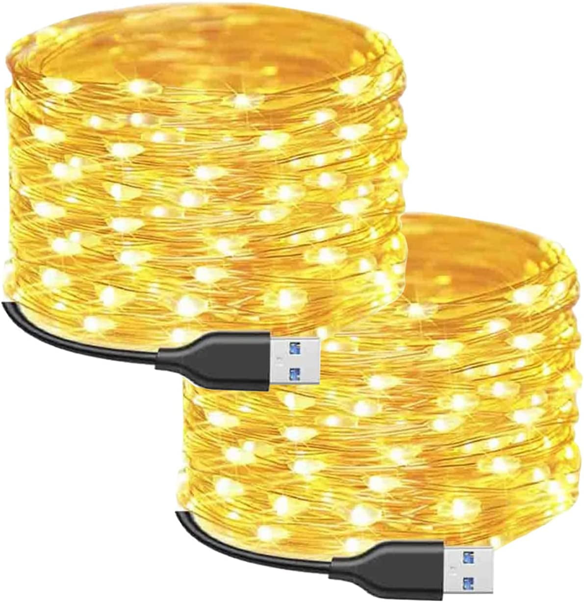 GHODEC 2 Pack Fairy Lights USB Powered 78Ft 240 Led Christmas Lights