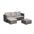 thumbnail image 5 of 2 Pieces Patio Furniture Set Outdoor Woven Sectional L-Shaped Wicker Conversation Set with Ottoman and Detachable Lounger Table for Backyard Poolside, 5 of 7