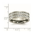 thumbnail image 6 of Chisel Titanium Antiqued and Brushed with Sterling Silver Braided Inlay 8mm Band, 6 of 7