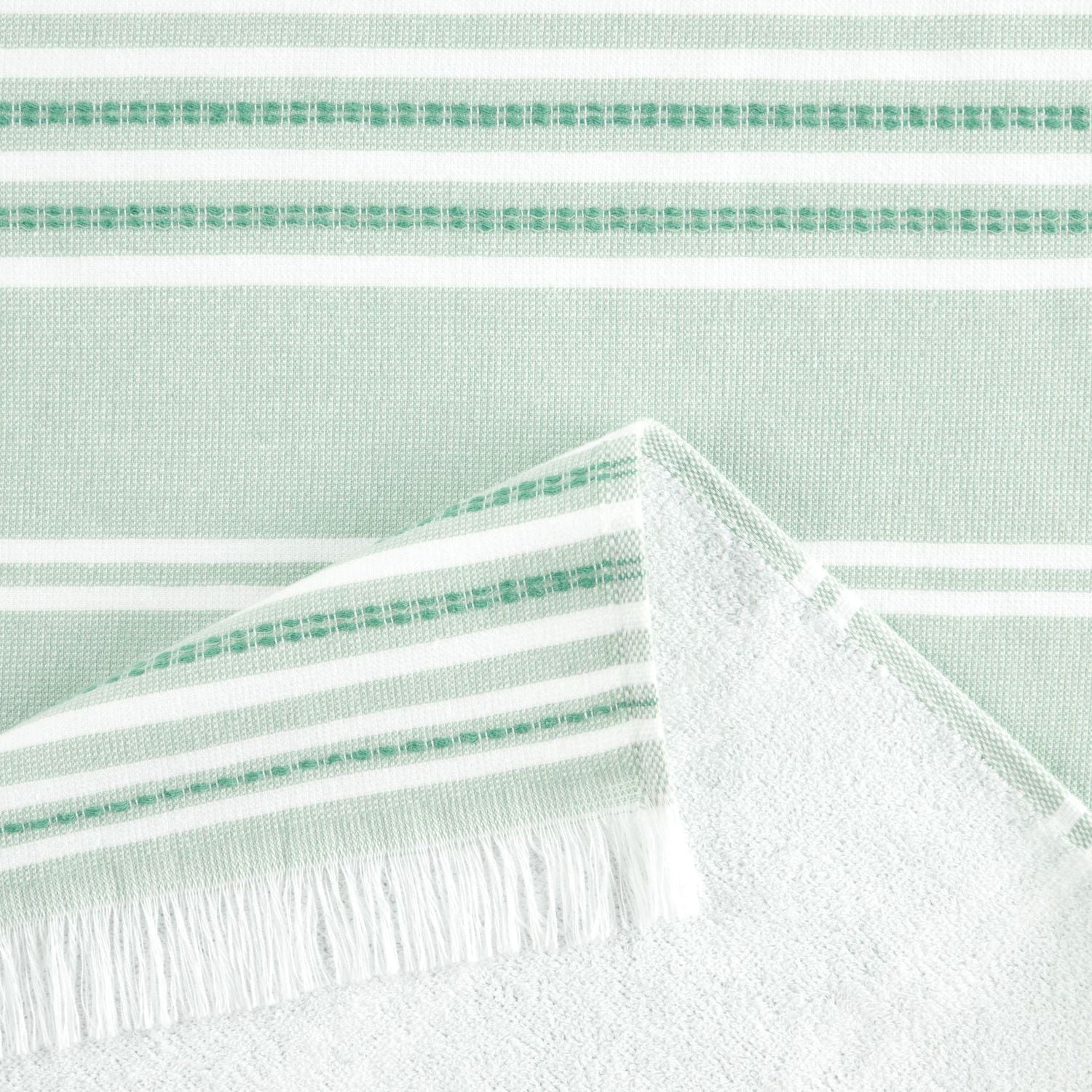 Home Trends Fringe Stripe Kitchen Towel Set, 16" x 26", 2 Piece