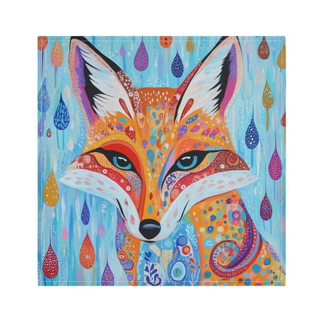 

Napkin Satin Napkin 20*20Inchx6 Kitchen Towel Dinner Plate Towel Decorative Towel Napkin Tea Towel Suitable For Kitchen Table Colorful Raindrop Fox
