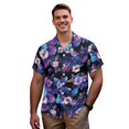 thumbnail image 3 of Garronmavis Purple Hibiscus Matching Outfits for Couples Husban and Wife Clothing Men's Short Sleeve Summer Casual Shirt and Women's V-neck Dress Size XL A-Line Beach Party Dress, 3 of 7