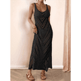 thumbnail image 7 of Women'S Crochet Coverups Sleeveless Beachwear Dresses Side Slit Maxi Beachwear Black One Size, 7 of 7