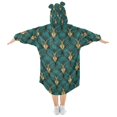 thumbnail image 2 of FORMRS Wearable Blanket Hoodie with Sleeves for Kids Cozy Flannel Sweatshirt, Green Abstract Pattern, 2 of 7