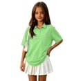 thumbnail image 2 of Girls Golf Shirts Short Sleeve Performance Polo Moisture Wicking Loose Fit Sport Tops for Kids Tennis 5-14Y Green 140, 2 of 6