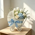 thumbnail image 6 of Wicker Stroller Basket, Imitation Wicker Baby Carriage Decor, Mini Stroller Candy Basket Rustic Rattan Party Wicker Basket with Wheel And Handle for Home Decoration, 6 of 6
