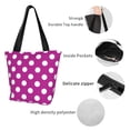 thumbnail image 7 of Cauagu Purlpe And White Polka Dot Print Canvas Aesthetic Tote Bag for Women Beach Bag Shopping Bags Shoulder Bag Reusable Grocery Bags, 7 of 7