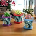 thumbnail image 6 of HemaKayy Decorative Planter Pot Set - Perfect for Small Plants - Colorful Design With Drainage Hole - Ideal for Home and Garden Decor - Set of 8 - Unique Marble Texture, 6 of 6