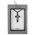 thumbnail image 3 of Believe by Brilliance Men’s Stainless Steel Two Tone Stacked Cross Pendant Necklace Chain, 3 of 4