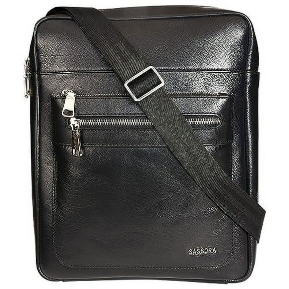 Sassora Genuine Leather Medium Black Men Sling Bag