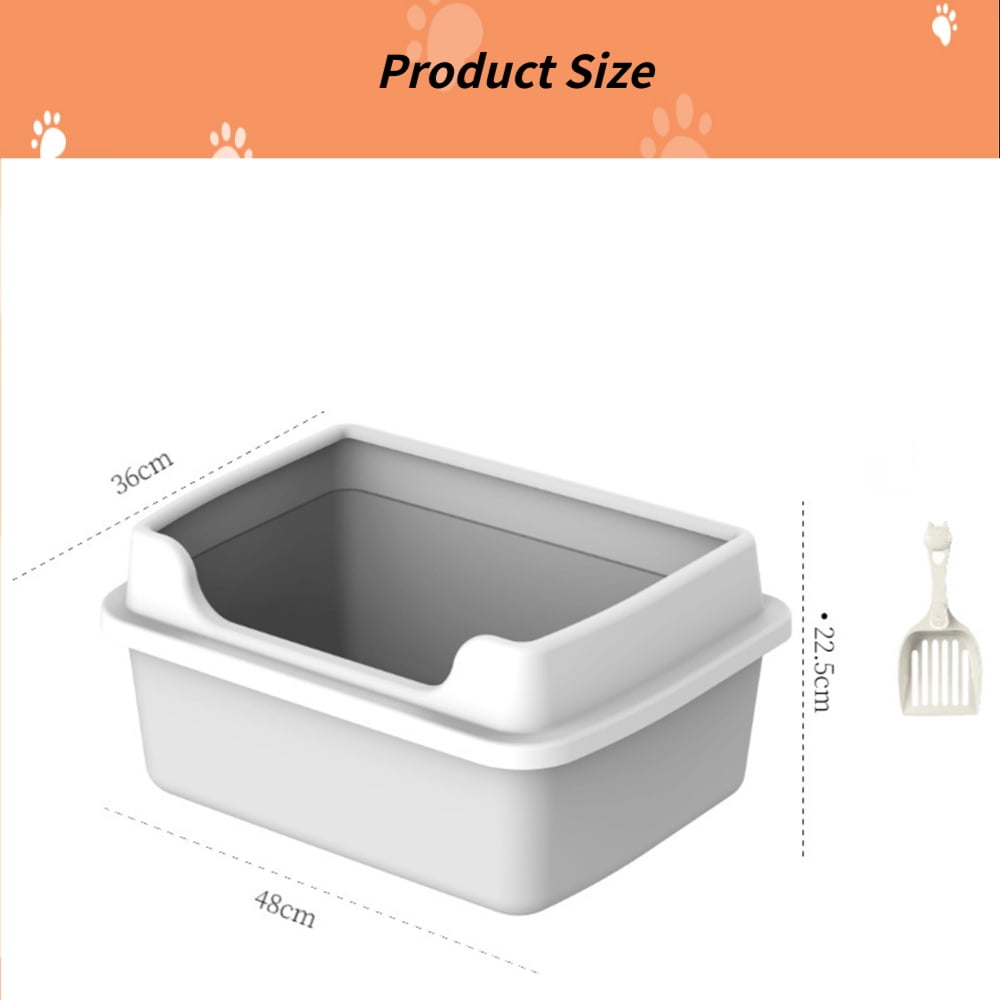 Cat Litter Box for Indoor Cats, Semi Enclosed Kitten Potty Pan,Easy to Clean ,High Sides Detachable Cat Toilet for Kitty Rabbit Small Pet ,Gray L 48x36x22.5cm
