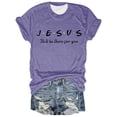 thumbnail image 2 of Trendfront Womens Jesus Letter Print Tee Slogan Stylish Graphic T Shirts Casual Crewneck Short Sleeve Tops Summer Fashion Daily Clothing, 2 of 3