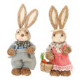 thumbnail image 1 of Bewildely Suministros de fiesta de animales de conejito de paja de Pascua de 35 cm para escritorio de vacaciones en interiores Decoración del hogar gris rosa, 1 of 1