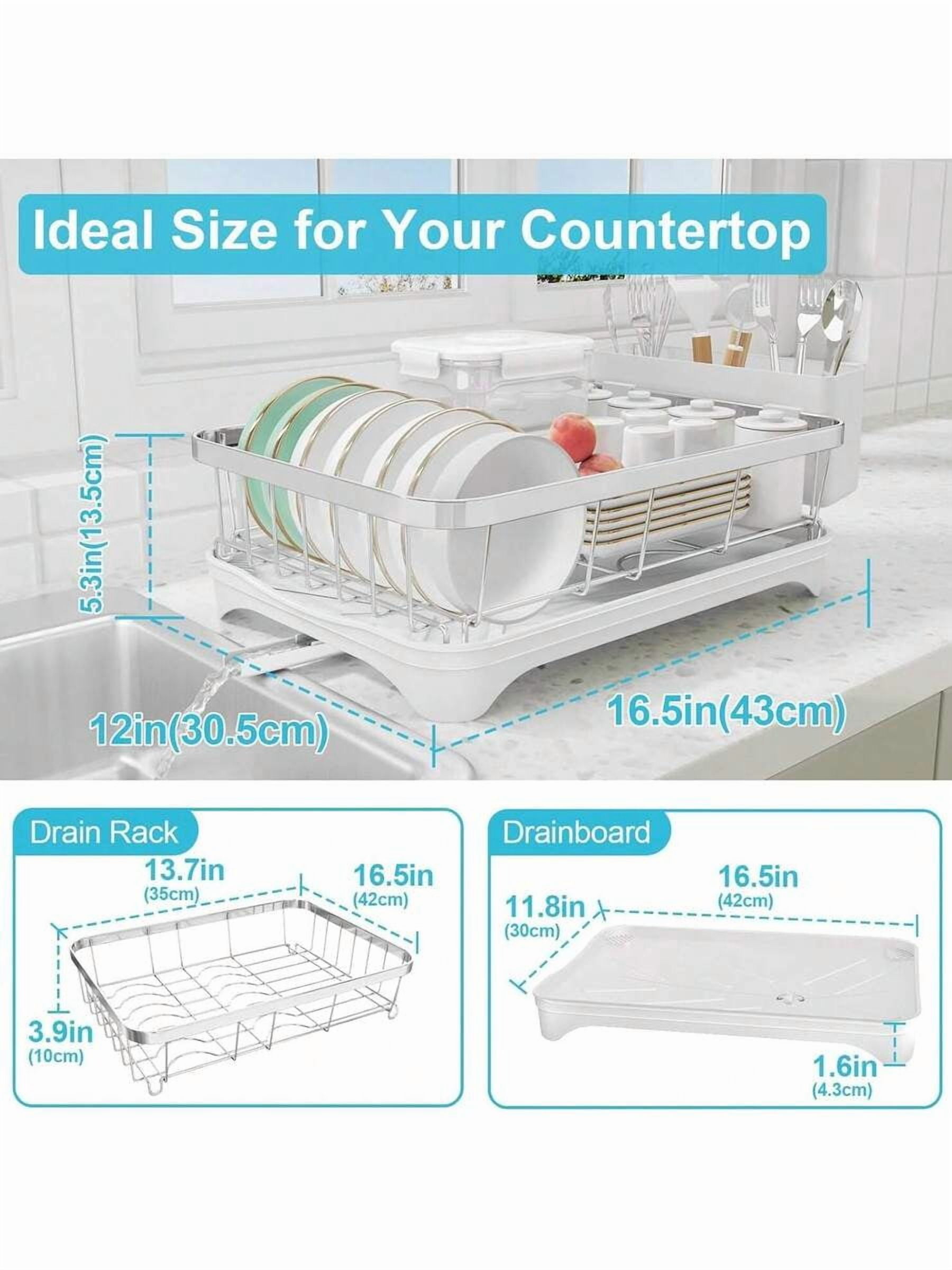Dish Drying Rack 304 Stainless Steel Dish Rack With Drainboard,Space Spaving Auto-Draining Drying Racks For Kitchen Counter,Large Capacity Dish Racks For Bowls, Cups, Dish Drainer