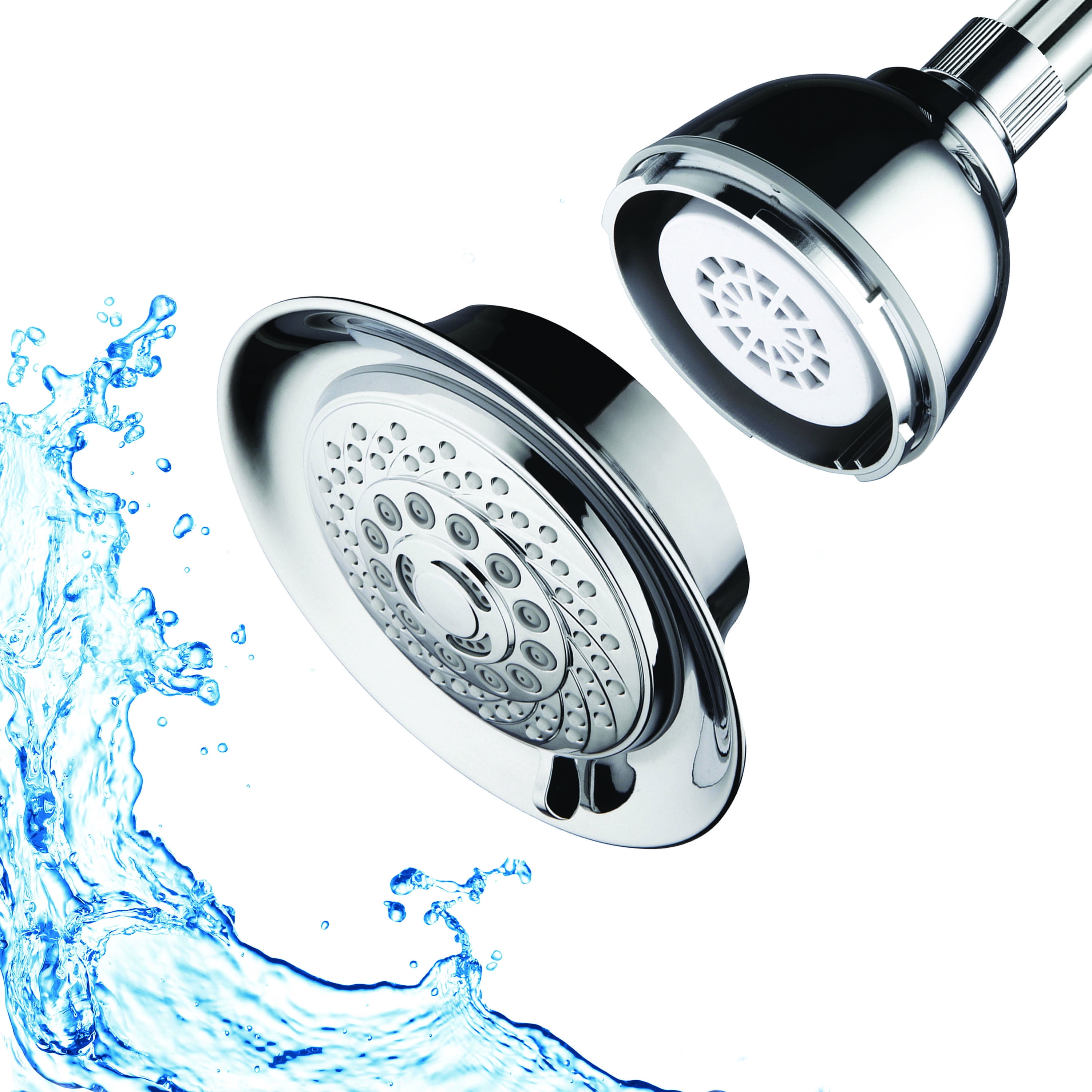 HotelSpa AquaCare High Pressure 6-Setting Filtered Shower Head – 3-Stage Water Filter, 5-Inch, Chrome