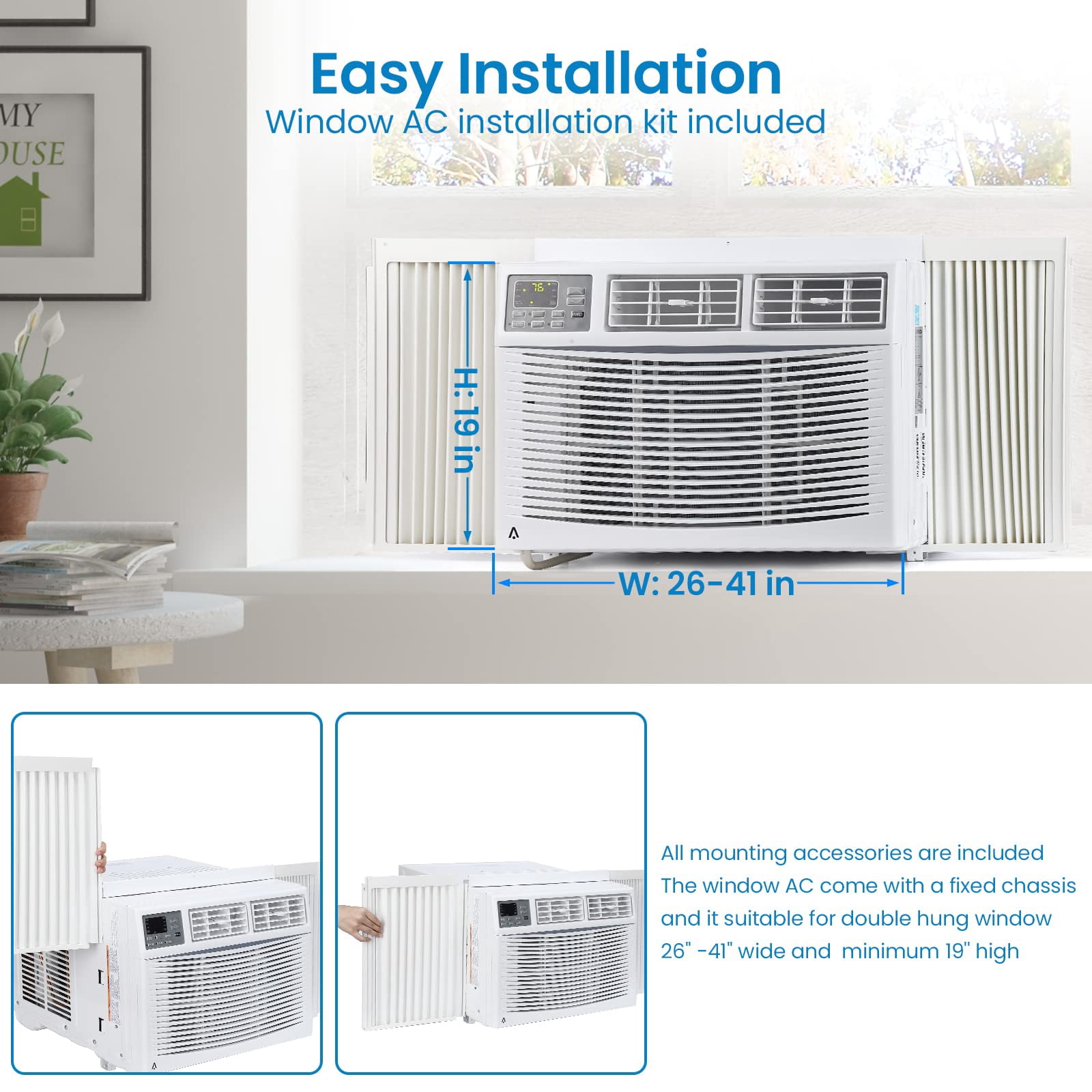Window Air Conditioner – 12000 BTU Cooling/Dehumidifier/Fan – Ultra Quiet, Energy Efficient for Apartment, Bedroom, Living Room