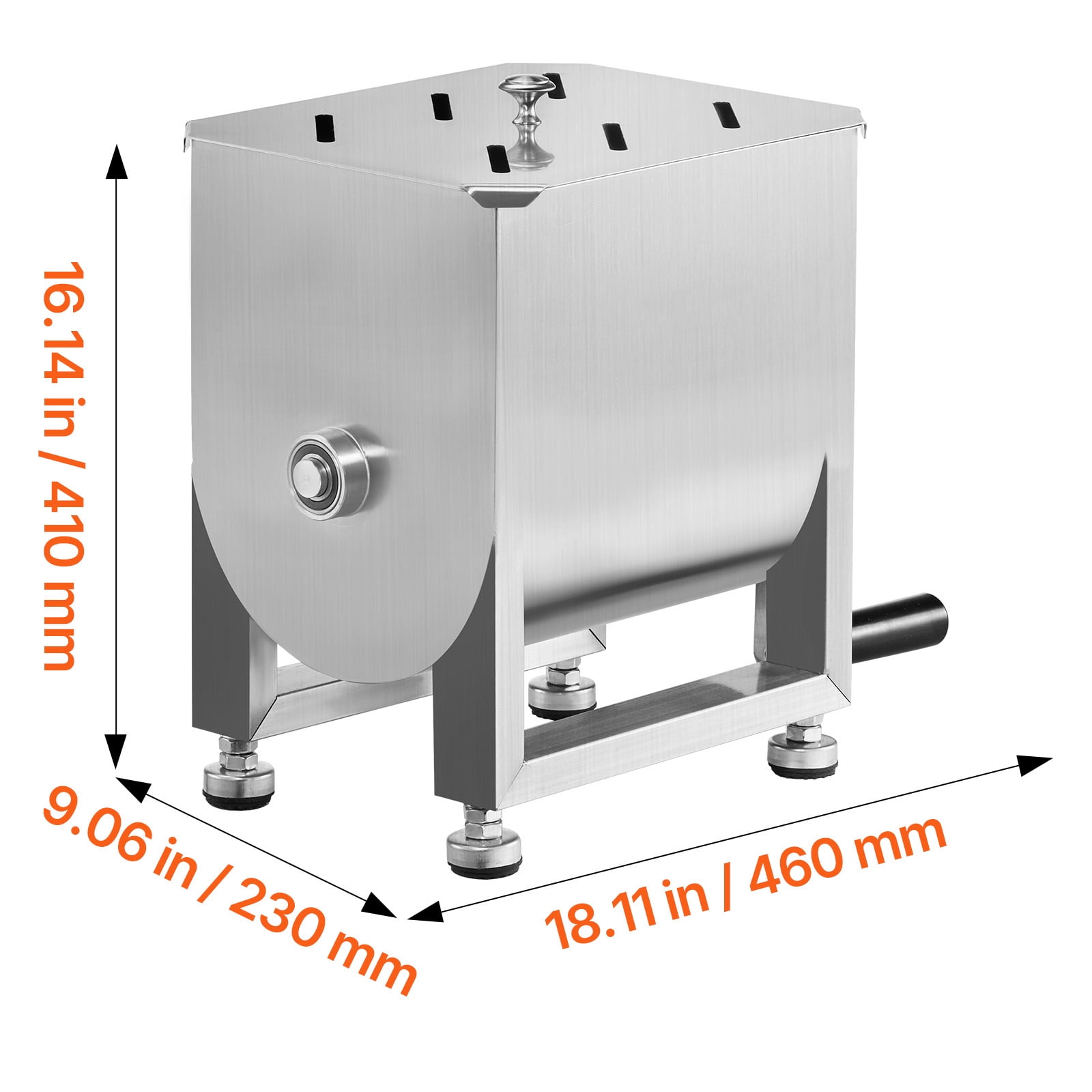 KFFKFF Hand-Operated Meat Blender, 15L Stable Capacity Meat Preparation Tool (Can Mix Up to 15LBS of Meat), Stainless Steel Meat Blending Device, Sausage Blending Apparatus with Cover and Handle