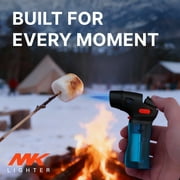 MK Refillable Mini Butane Torch Lighter with Adjustable Flame, Safety Lock, 1 Pack, Assorted Colors
