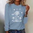 thumbnail image 2 of hxobax Long Sleeve T Shirts for Womens Dandelion Print Tunic Tops Fall Cute Crewneck Pullover Tshirt, 2 of 5