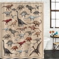 thumbnail image 2 of Retro Dinosaurs Bathroom Shower Curtains with 12 Hooks Waterproof Shower Curtain for Stalls and Bathtubs Vintage Primitive Wild Animals Brown Decorative Bathroom Privacy Curtain 36x78 Inches, 2 of 9