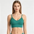 thumbnail image 2 of WAGUTH Women's Ribbed Sports Bra V-Neck Adjustable Thin Strap Padded Yoga Bra for Low Impact Workout, 2 of 7