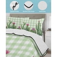 thumbnail image 4 of Quilts Full Size Bedding Set, Green Cactus Tropical Lightweight Quilted Comforter, Sage Green Buffalo Plaid Summer Soft Reversible Bedspread Coverlet with Pillow Covers for All Season, 78" x 90", 4 of 7