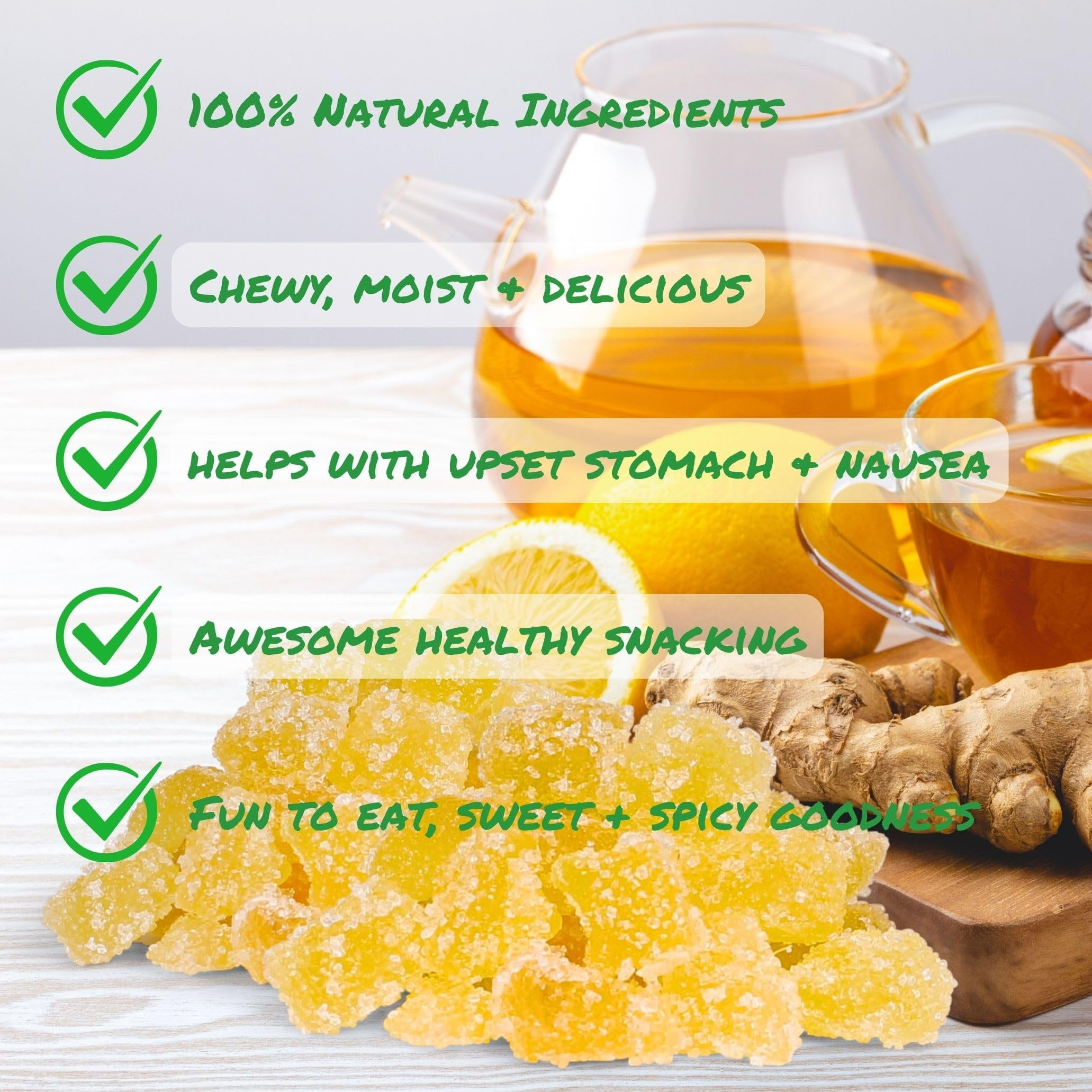 Crystallized Ginger Dices by It's Delish, 2 Lbs Bulk Bag  Candied Dried Ginger Fruit Chews Natural Candy, Ginger Root with Sugar Crystals, Unsulphured, No Color Added - Healthy Snack, Vegan, Kosher