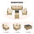 thumbnail image 2 of Poteban Patio Furniture Sets, Modular Rattan Outdoor Patio Sectional Furniture Sofa Set, Yellow Wicker Patio Conversation Set for Backyard,9PCS, 2 of 7