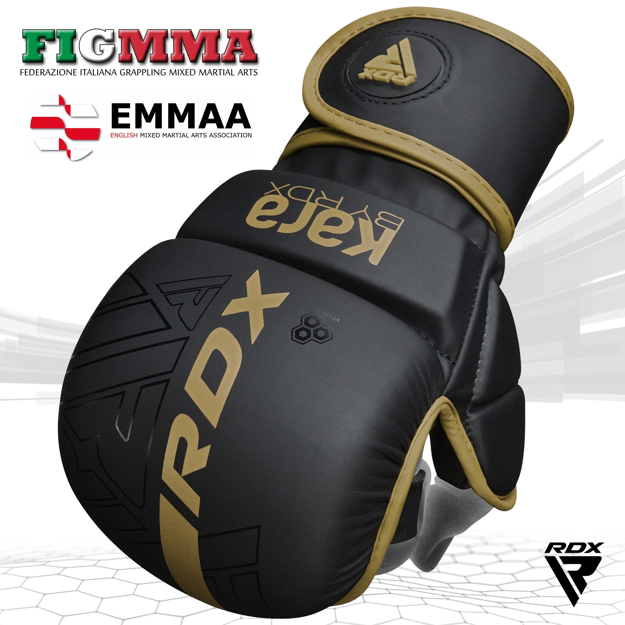 RDX MMA Boxing Grappling Gloves Muay Thai Sparring Kickboxing KARA Matte GLDN, M